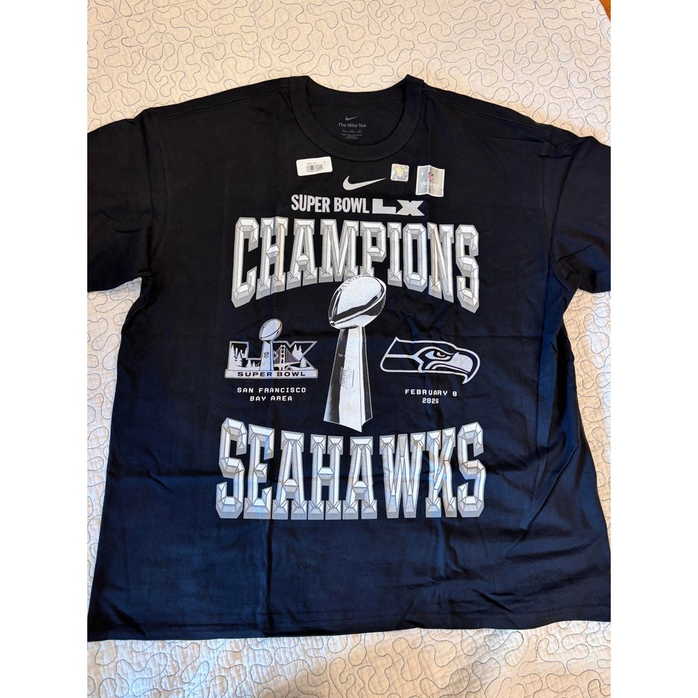 Nike Seattle Seahawks Super Bowl LX Champions T-Shirt Mens XL Black NFL Trophy